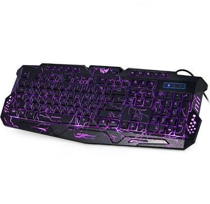 J10 tricolor backlight wired gaming keyboard set colorful luminous gaming mouse keyboard Russian keyboard